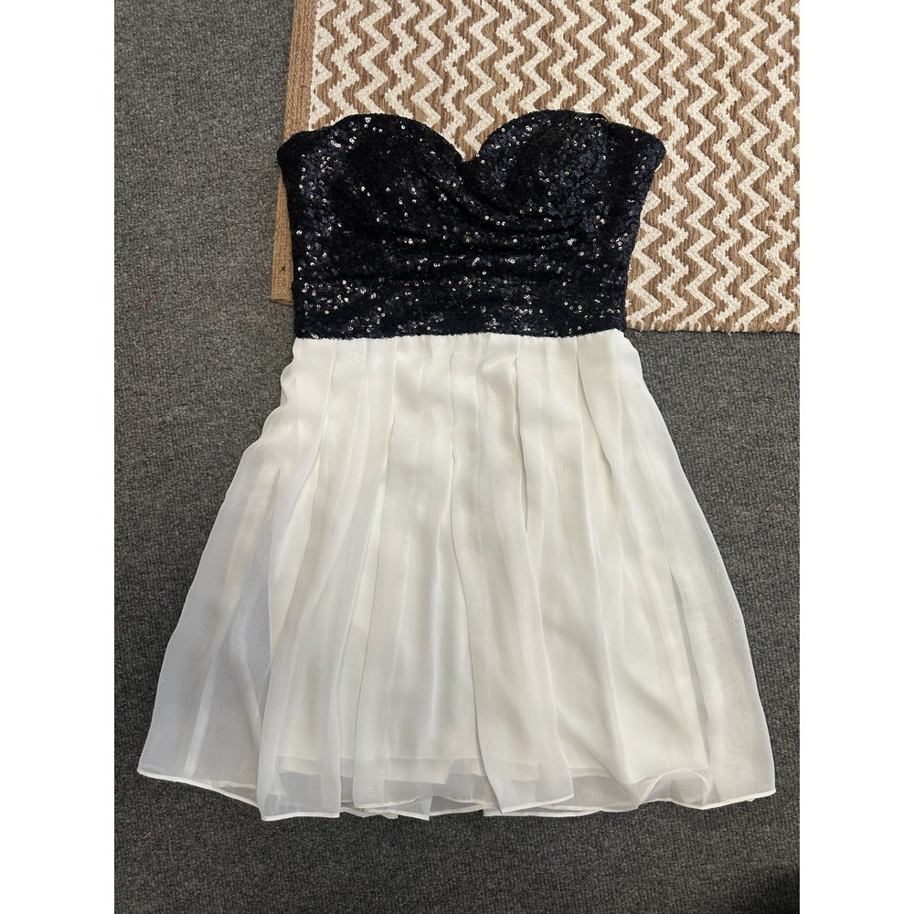 Vintage Y2K B Smart Juniors Size‎ 9 Dress Mini Black White Sequin Cocktail HoCo